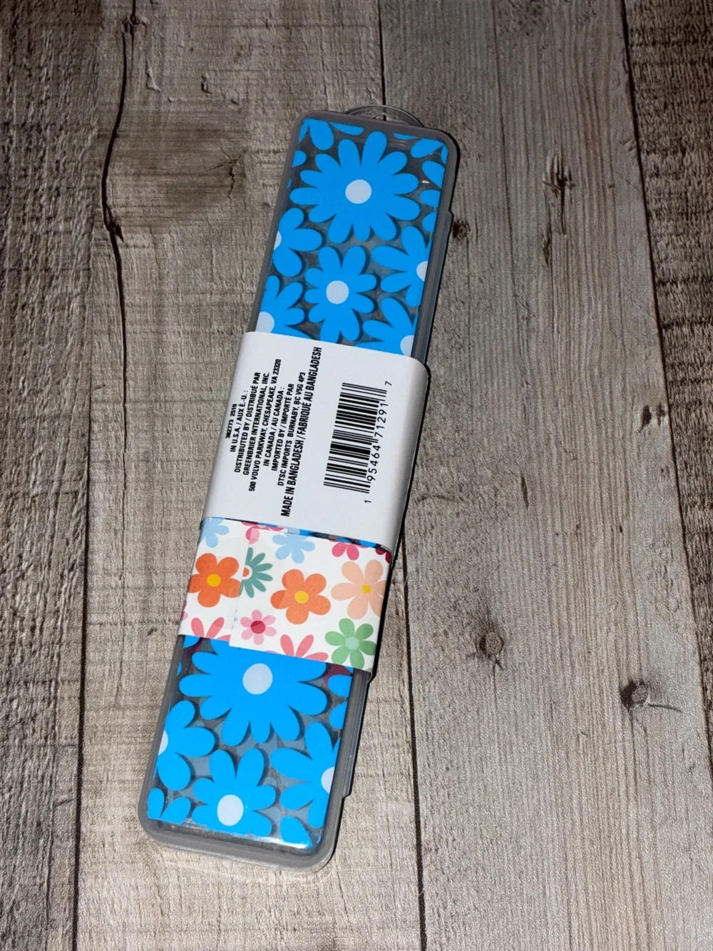 Sassy + Chic Blue Daisy Plastic Storage Box w/Flower Notebook